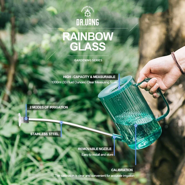 Alt view image 3 of 7 - Small Watering Can Indoor Plants with Long Spout (1L, Emerald) | Narrow Nozzle Prevents Spillages Compact Size Fits Desk Gardens Ergonomic Grip for Steady Pour Vintage Translucent Vibe Decor