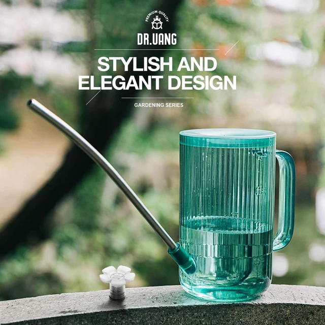 Alt view image 6 of 7 - Small Watering Can Indoor Plants with Long Spout (1L, Emerald) | Narrow Nozzle Prevents Spillages Compact Size Fits Desk Gardens Ergonomic Grip for Steady Pour Vintage Translucent Vibe Decor