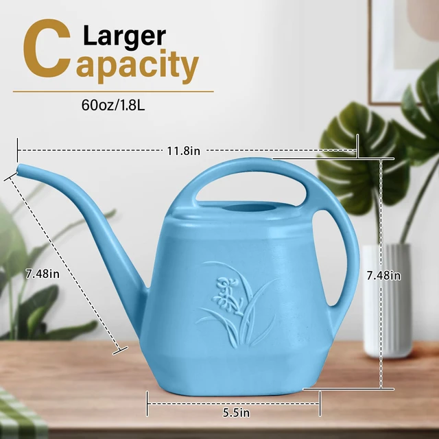 Alt view image 2 of 7 - Plant Watering Can - for Indoor and Outdoor Home Garden Plants - with Long Spout - Skye Blue - 1/2 Gallon