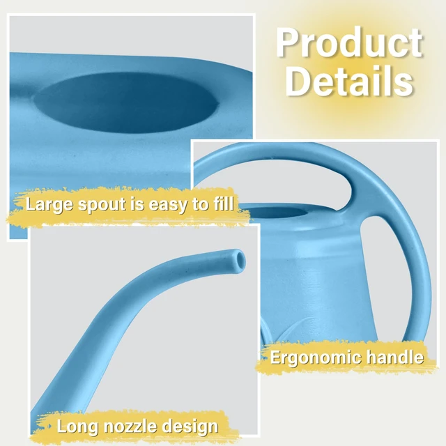 Alt view image 3 of 7 - Plant Watering Can - for Indoor and Outdoor Home Garden Plants - with Long Spout - Skye Blue - 1/2 Gallon