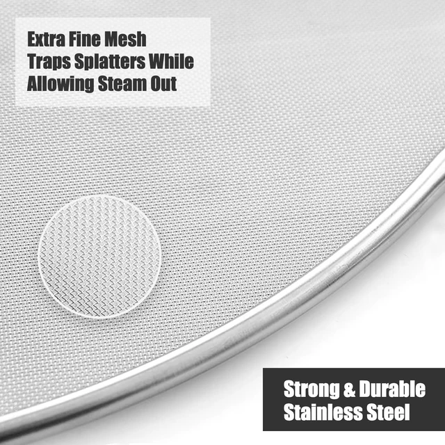 Alt view image 5 of 7 - Splatter Screen for Frying Pan, Set of 3 (10", 11.5", 13") | Stainless Steel Grease Splatter Guard for Frying Pan, No Cooking Oil Mess No Burns, Ultra Fine Mesh Lids
