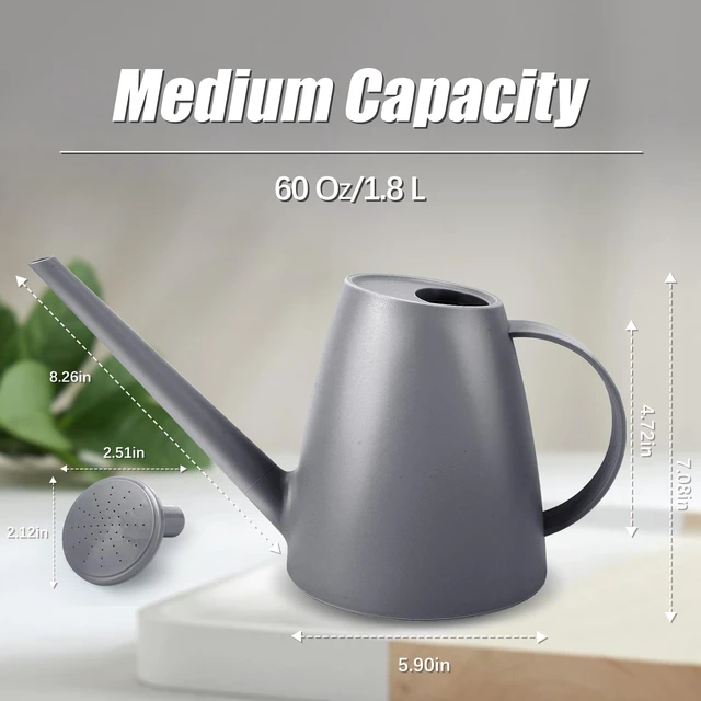 Alt view image 2 of 7 - 1.8L Watering Can, Small Watering Can for Indoor Plants with Long Spout | Long Spout Water Can, Detachable Shower Head, Small Plastic, Indoor Plants, Houseplants, Garden Flowers, Approx. 0.5 gallon