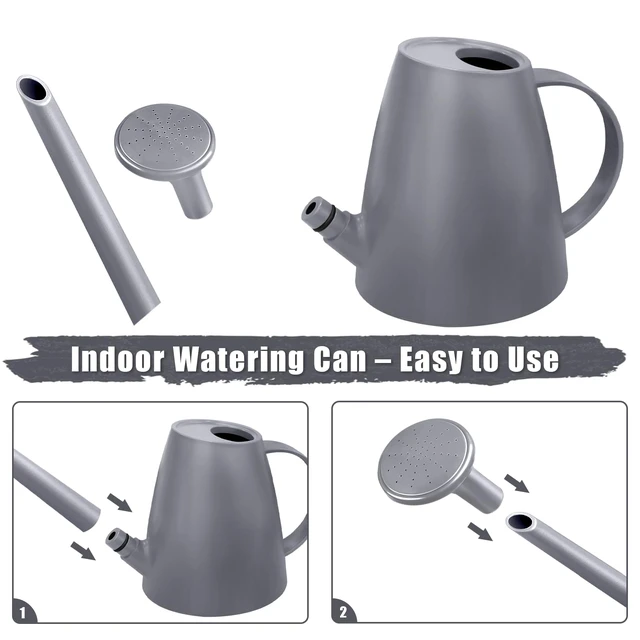 Alt view image 3 of 7 - 1.8L Watering Can, Small Watering Can for Indoor Plants with Long Spout | Long Spout Water Can, Detachable Shower Head, Small Plastic, Indoor Plants, Houseplants, Garden Flowers, Approx. 0.5 gallon