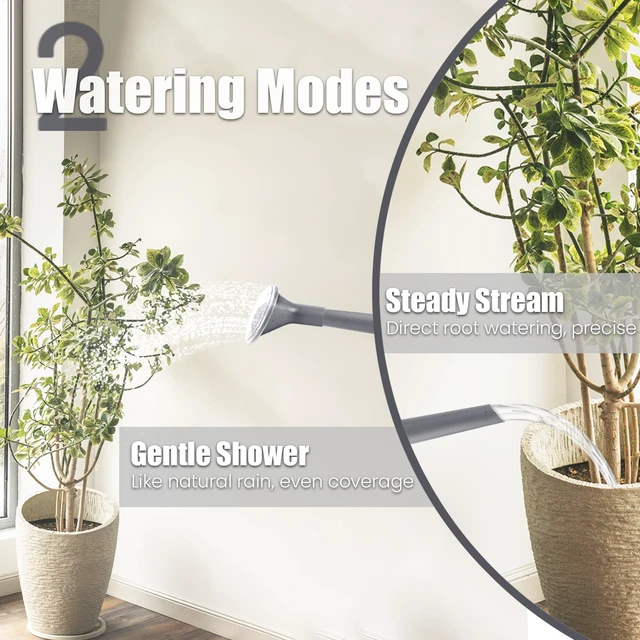 Alt view image 4 of 7 - 1.8L Watering Can, Small Watering Can for Indoor Plants with Long Spout | Long Spout Water Can, Detachable Shower Head, Small Plastic, Indoor Plants, Houseplants, Garden Flowers, Approx. 0.5 gallon