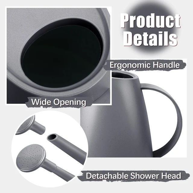 Alt view image 6 of 7 - 1.8L Watering Can, Small Watering Can for Indoor Plants with Long Spout | Long Spout Water Can, Detachable Shower Head, Small Plastic, Indoor Plants, Houseplants, Garden Flowers, Approx. 0.5 gallon