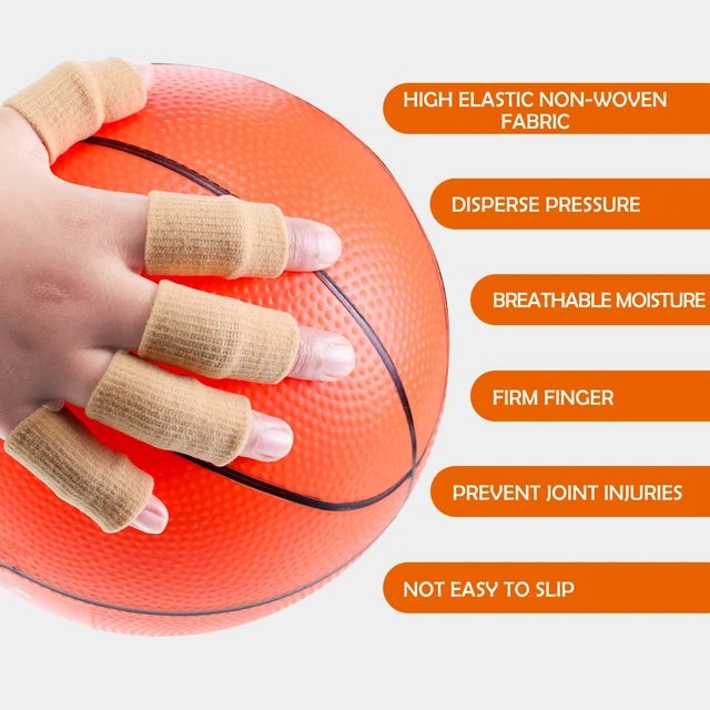 Alt view image 3 of 6 - 30 Pcs Finger Sleeves for Arthritis Trigger Finger,Beige | Includes Storage Bag Elastic Thumb Protector for Pain Relief Arthritis Trigger Finger Sports Basketball Baseball