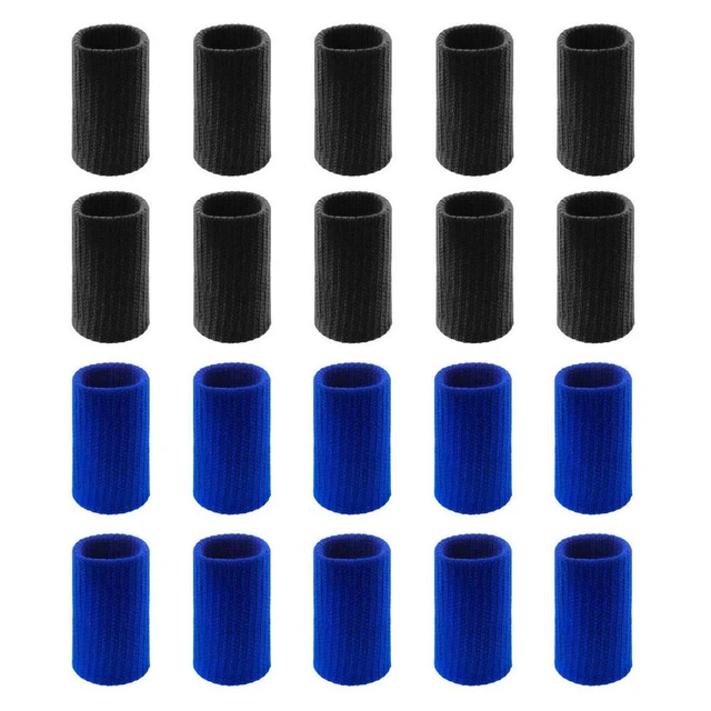 Alt view image 2 of 7 - 20 Pcs Finger Sleeves Protectors, Elastic Sport Finger Sleeves, Blue/Black | Breathable Nylon-Spandex Blend, Soft Stretch Fit, Helps Reduce Finger Discomfort, For Sports And Daily Wear