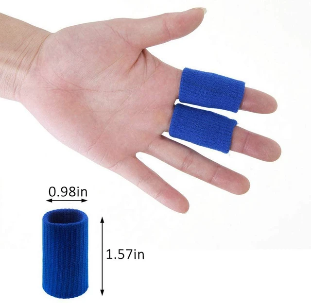 Alt view image 3 of 7 - 20 Pcs Finger Sleeves Protectors, Elastic Sport Finger Sleeves, Blue/Black | Breathable Nylon-Spandex Blend, Soft Stretch Fit, Helps Reduce Finger Discomfort, For Sports And Daily Wear