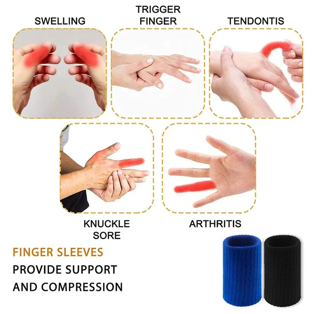 Alt view image 6 of 7 - 20 Pcs Finger Sleeves Protectors, Elastic Sport Finger Sleeves, Blue/Black | Breathable Nylon-Spandex Blend, Soft Stretch Fit, Helps Reduce Finger Discomfort, For Sports And Daily Wear