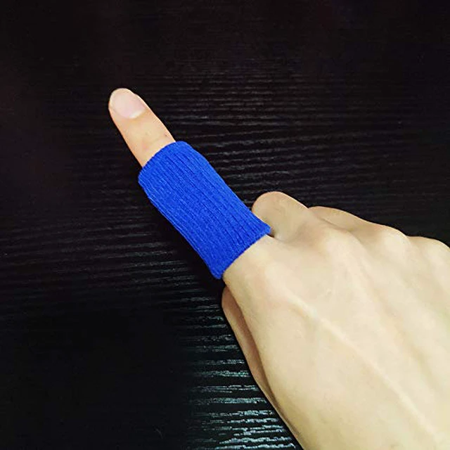Alt view image 7 of 7 - 20 Pcs Finger Sleeves Protectors, Elastic Sport Finger Sleeves, Blue/Black | Breathable Nylon-Spandex Blend, Soft Stretch Fit, Helps Reduce Finger Discomfort, For Sports And Daily Wear