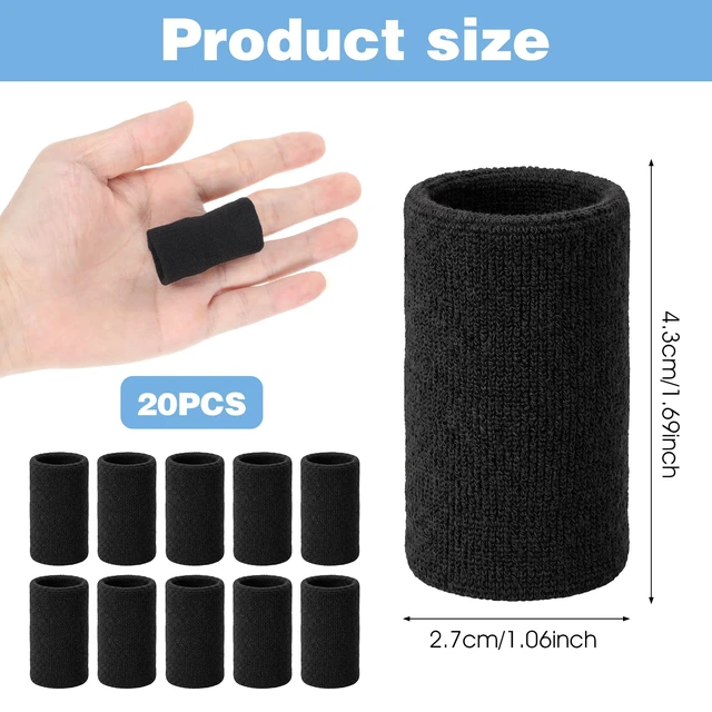 Alt view image 2 of 7 - 20 Pcs Finger Sleeves, Black Sport Finger Protectors | Finger Compression Sleeves, Finger Sleeve Protectors for Arthritis, Thumb Brace Support for Basketball, Golf, Gaming