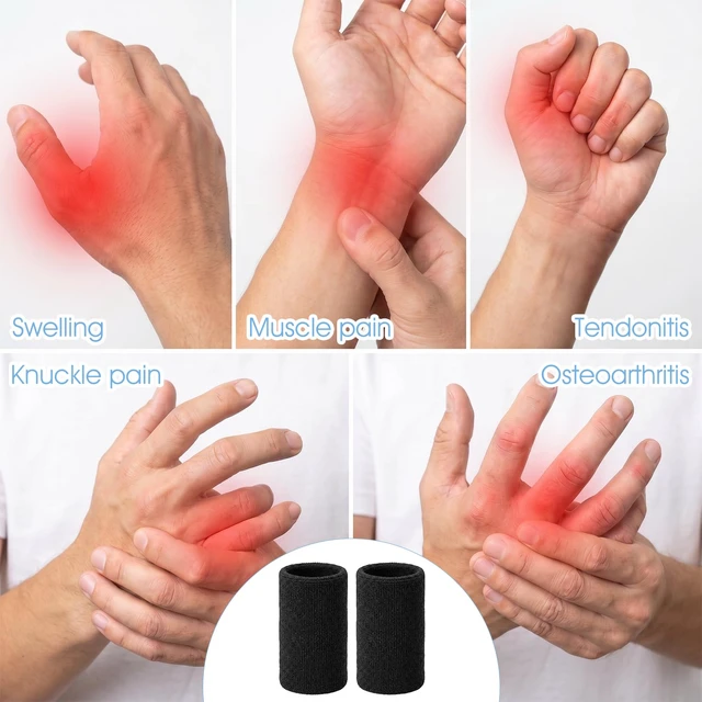 Alt view image 4 of 7 - 20 Pcs Finger Sleeves, Black Sport Finger Protectors | Finger Compression Sleeves, Finger Sleeve Protectors for Arthritis, Thumb Brace Support for Basketball, Golf, Gaming