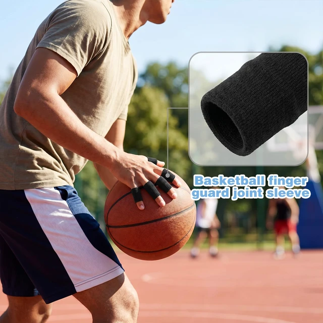 Alt view image 7 of 7 - 20 Pcs Finger Sleeves, Black Sport Finger Protectors | Finger Compression Sleeves, Finger Sleeve Protectors for Arthritis, Thumb Brace Support for Basketball, Golf, Gaming