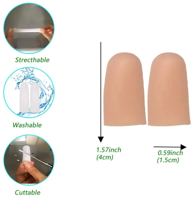 Alt view image 5 of 7 - Gel Finger Protectors Finger Caps Silicone Fingertips Protection - Finger Cots Great for Trigger Finger, Finger Arthritis, Finger Cracking and Other Finger Pain Relief(Nude, Medium)