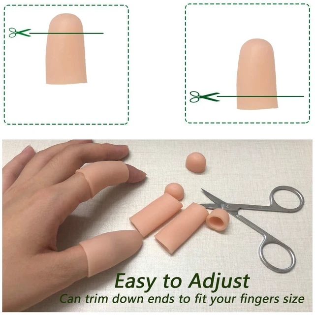 Alt view image 6 of 7 - Gel Finger Protectors Finger Caps Silicone Fingertips Protection - Finger Cots Great for Trigger Finger, Finger Arthritis, Finger Cracking and Other Finger Pain Relief(Nude, Medium)