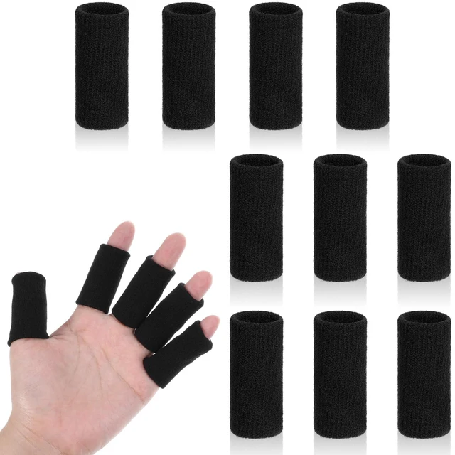 Main image of 10 Pcs Finger Sleeves Protectors, Sport Finger Splints Elastic Thumb Splint Brace for Finger Support Finger Sleeves Compression Aid for Relieving Pain Arthritis Finger (Black)