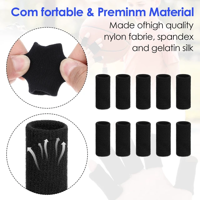 Alt view image 3 of 7 - 10 Pcs Finger Sleeves Protectors, Sport Finger Splints Elastic Thumb Splint Brace for Finger Support Finger Sleeves Compression Aid for Relieving Pain Arthritis Finger (Black)
