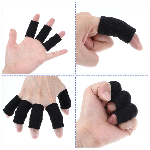 Alt view image 4 of 7 - 10 Pcs Finger Sleeves Protectors, Sport Finger Splints Elastic Thumb Splint Brace for Finger Support Finger Sleeves Compression Aid for Relieving Pain Arthritis Finger (Black)