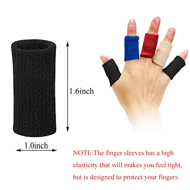 Alt view image 2 of 5 - Finger Sleeves Protectors, Black, Blue, Red, Beige, 40 Pcs | For Arthritis, Trigger Finger Splint, Thumb Support, Pain Relief and Support