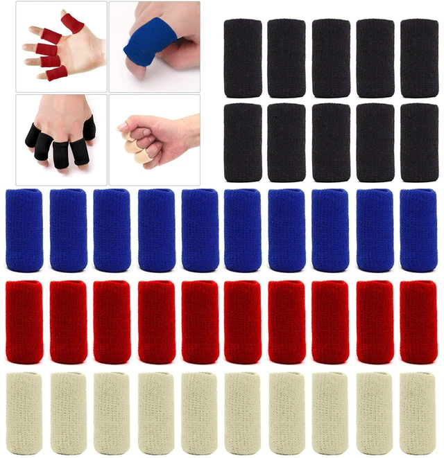 Main image of Finger Sleeves Protectors, Black, Blue, Red, Beige, 40 Pcs | For Arthritis, Trigger Finger Splint, Thumb Support, Pain Relief and Support
