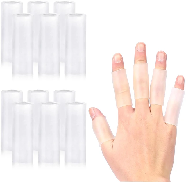 Main image of 20 Pcs Finger Sleeves Protectors Silicone Finger Sleeve Gel Finger Sleeve Protectors Finger Covers Cushions and Protects Rubber Finger Shields Provide Relief forCracked Finger