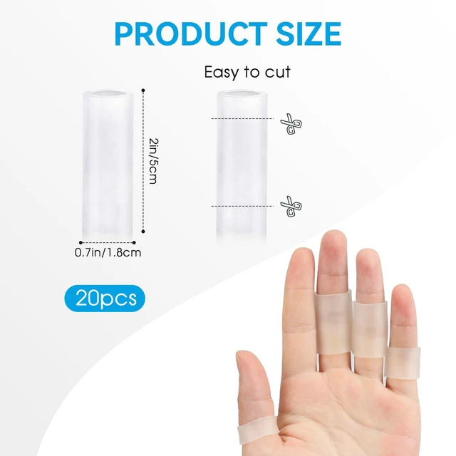 Alt view image 2 of 7 - 20 Pcs Finger Sleeves Protectors Silicone Finger Sleeve Gel Finger Sleeve Protectors Finger Covers Cushions and Protects Rubber Finger Shields Provide Relief forCracked Finger