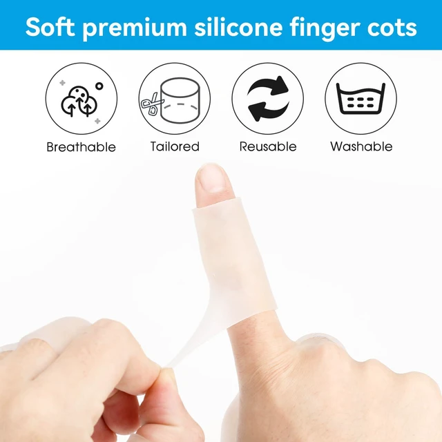 Alt view image 3 of 7 - 20 Pcs Finger Sleeves Protectors Silicone Finger Sleeve Gel Finger Sleeve Protectors Finger Covers Cushions and Protects Rubber Finger Shields Provide Relief forCracked Finger