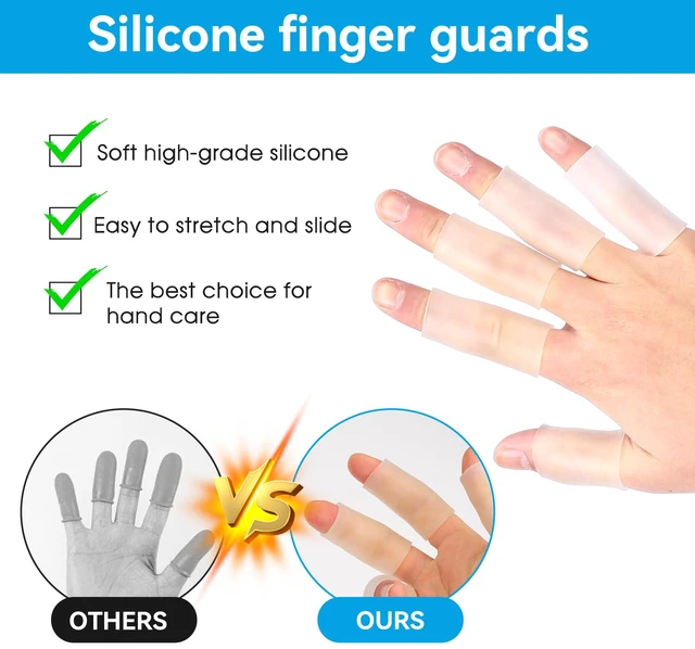Alt view image 4 of 7 - 20 Pcs Finger Sleeves Protectors Silicone Finger Sleeve Gel Finger Sleeve Protectors Finger Covers Cushions and Protects Rubber Finger Shields Provide Relief forCracked Finger