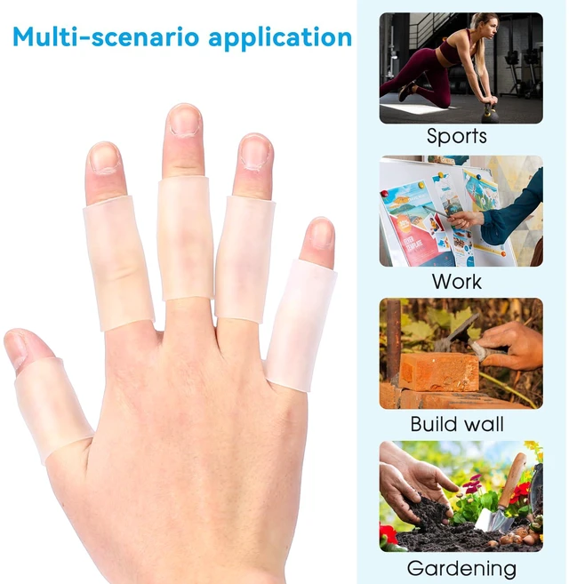 Alt view image 5 of 7 - 20 Pcs Finger Sleeves Protectors Silicone Finger Sleeve Gel Finger Sleeve Protectors Finger Covers Cushions and Protects Rubber Finger Shields Provide Relief forCracked Finger