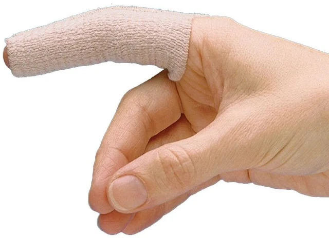 Main image of Tapered Elastic Finger Sleeve, Pack of 6 Sleeves for Edema and Swelling, Compression for Relief of Swollen Joints, Finger Injury Recovery, Size Small/Medium Sleeve