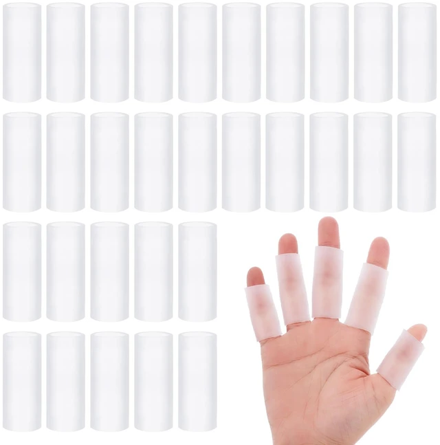 Main image of 30Pcs Gel Finger Sleeve Protectors, Silicone Finger Tubes for Trigger Finger Pain, Arthritis, Finger Cots Sleeve Cushions Provide Relief for Finger Cracking, Corns, Blisters and Calluse Protect
