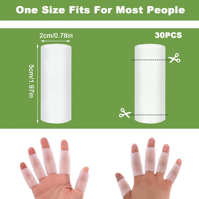 Alt view image 2 of 7 - 30Pcs Gel Finger Sleeve Protectors, Silicone Finger Tubes for Trigger Finger Pain, Arthritis, Finger Cots Sleeve Cushions Provide Relief for Finger Cracking, Corns, Blisters and Calluse Protect