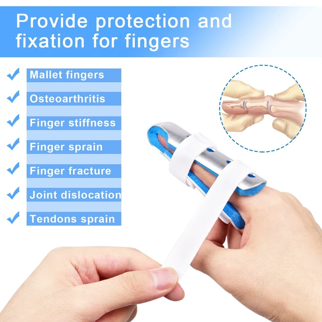 Alt view image 2 of 6 - Finger Splint, 3-Size Set for Middle, Pinky & Thumb, Lightweight | Great for Seniors & Active Adults, Helps Immobilize for Recovery, Comfort Cushion Design, Breathable, Aluminum Support