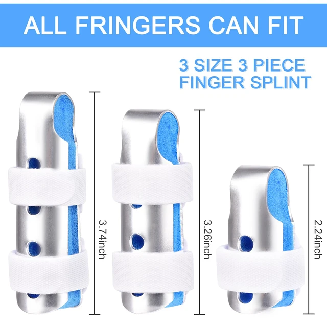 Alt view image 6 of 6 - Finger Splint, 3-Size Set for Middle, Pinky & Thumb, Lightweight | Great for Seniors & Active Adults, Helps Immobilize for Recovery, Comfort Cushion Design, Breathable, Aluminum Support