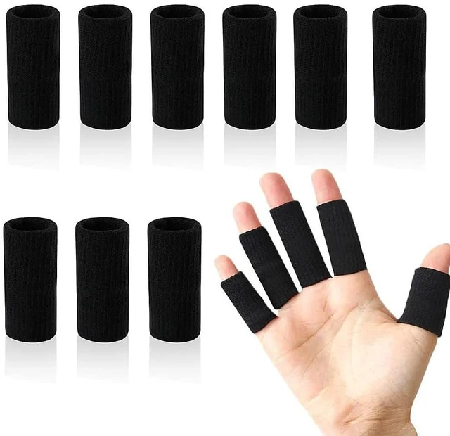 Main image of Finger Sleeves Protectors, 10Pcs Sport Finger Sleeves Elastic Thumb Brace Support for Basketball Golf Premium Fingers Sleeve for Arthritis Perfect for Relieving Pain (10PCS black set)