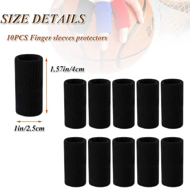 Alt view image 4 of 6 - Finger Sleeves Protectors, 10Pcs Sport Finger Sleeves Elastic Thumb Brace Support for Basketball Golf Premium Fingers Sleeve for Arthritis Perfect for Relieving Pain (10PCS black set)