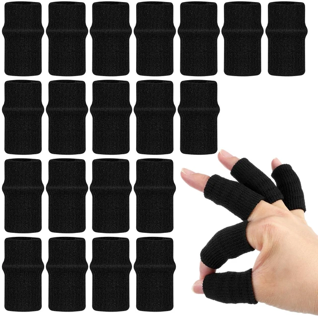 Main image of 20 PCS Finger Sleeves Black Sport Finger Brace Protector Compression Sleeve Breathable Elastic Thumb Sleeves Thumb Splint Brace Support for Basketball, Golf Sports Aid Support