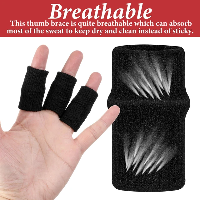 Alt view image 3 of 7 - 20 PCS Finger Sleeves Black Sport Finger Brace Protector Compression Sleeve Breathable Elastic Thumb Sleeves Thumb Splint Brace Support for Basketball, Golf Sports Aid Support