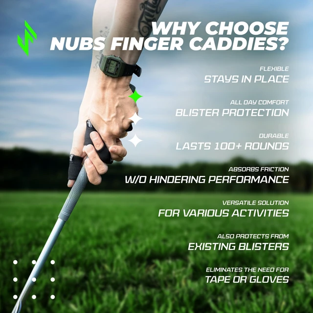 Alt view image 6 of 7 - NUBS Finger Caddies, Pair (Black, Medium) - Durable Thumb and Finger Sleeves to Prevent Golf Blisters - Comfortable Golf Glove and Finger Tape Alternative for Thumb and Finger Protection