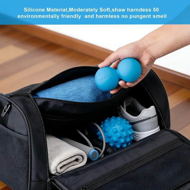 Alt view image 4 of 7 - Peanut Massage Ball-Double Lacrosse Massage Ball (Blue Firm Ball) | Mobility Ball for Myofascial Release,Yoga Therapy,Trigger Point Therapy ,Muscle Knots and Acupoint Massage