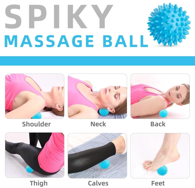 Alt view image 3 of 7 - Massage Ball Set, Spiky Ball & Lacrosse Ball for Body Massage, Muscle Relief, Deep Tissue, Myofascial Release, Massager for Neck, Shoulder, Back, Foot or Muscle Tension (Blue)
