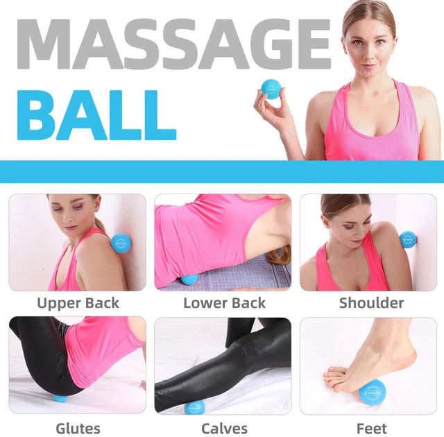 Alt view image 2 of 7 - Massage Ball Set, Spiky Ball & Lacrosse Ball for Body Massage, Muscle Relief, Deep Tissue, Myofascial Release, Massager for Neck, Shoulder, Back, Foot or Muscle Tension (Blue)