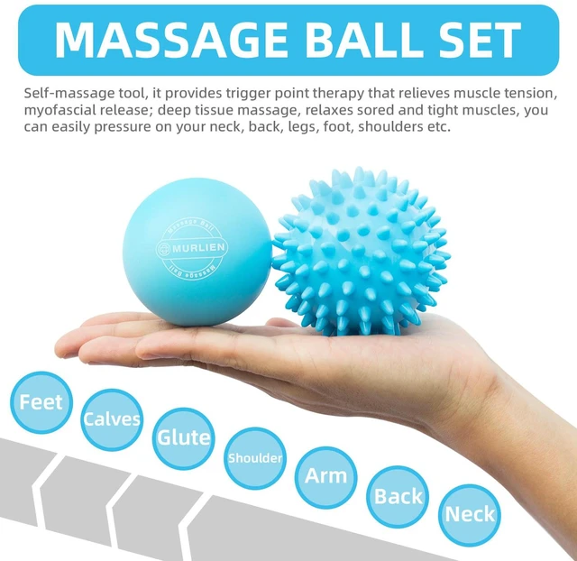 Alt view image 4 of 7 - Massage Ball Set, Spiky Ball & Lacrosse Ball for Body Massage, Muscle Relief, Deep Tissue, Myofascial Release, Massager for Neck, Shoulder, Back, Foot or Muscle Tension (Blue)