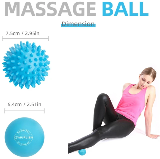 Alt view image 5 of 7 - Massage Ball Set, Spiky Ball & Lacrosse Ball for Body Massage, Muscle Relief, Deep Tissue, Myofascial Release, Massager for Neck, Shoulder, Back, Foot or Muscle Tension (Blue)
