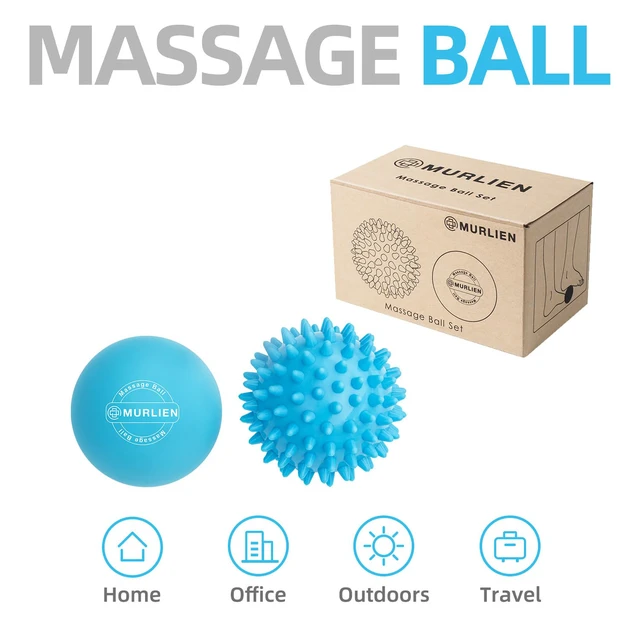 Alt view image 6 of 7 - Massage Ball Set, Spiky Ball & Lacrosse Ball for Body Massage, Muscle Relief, Deep Tissue, Myofascial Release, Massager for Neck, Shoulder, Back, Foot or Muscle Tension (Blue)
