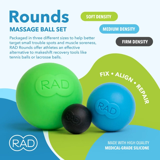 Alt view image 2 of 6 - Rounds 3 Density Yoga Massage Ball Set for Deep Tissue Myofascial Release Therapy Balls for Feet, Back, Neck, Jaw & Forearms Trigger Point & Mobility Therapy (3-Pack)