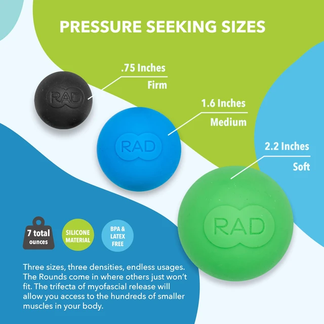 Alt view image 4 of 6 - Rounds 3 Density Yoga Massage Ball Set for Deep Tissue Myofascial Release Therapy Balls for Feet, Back, Neck, Jaw & Forearms Trigger Point & Mobility Therapy (3-Pack)