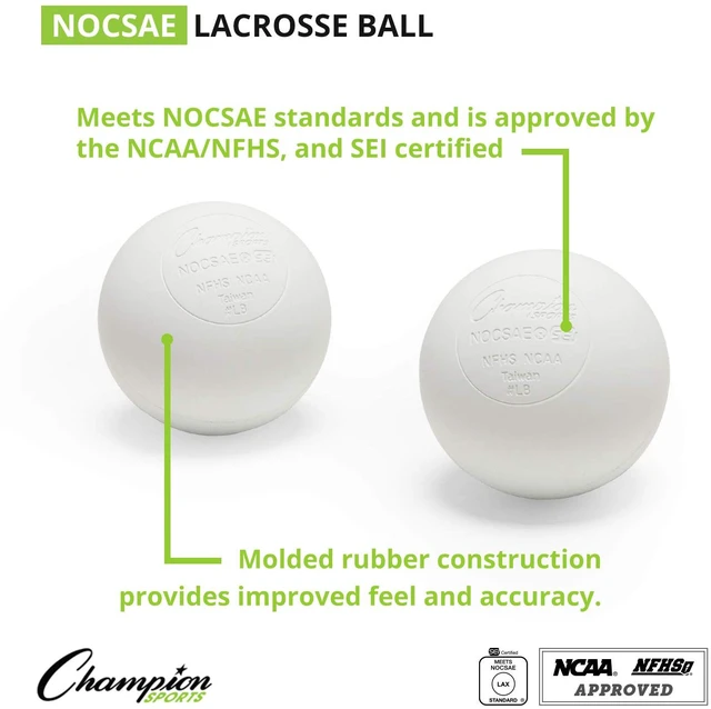 Alt view image 2 of 7 - Colored Lacrosse Balls: White Official Size Sporting Goods Equipment for Professional, College & Grade School Games, Practices & Recreation - NCAA, NFHS and SEI Certified - 1 Pack