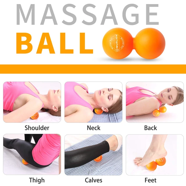 Alt view image 3 of 7 - Peanut Massage Ball, Double Lacrosse Ball for Myofascial Release, Trigger Point Therapy, Muscle Relief, Acupoint Massage, Alleviating Neck, Shoulder, Back, Legs, or Muscle Tension - Orange