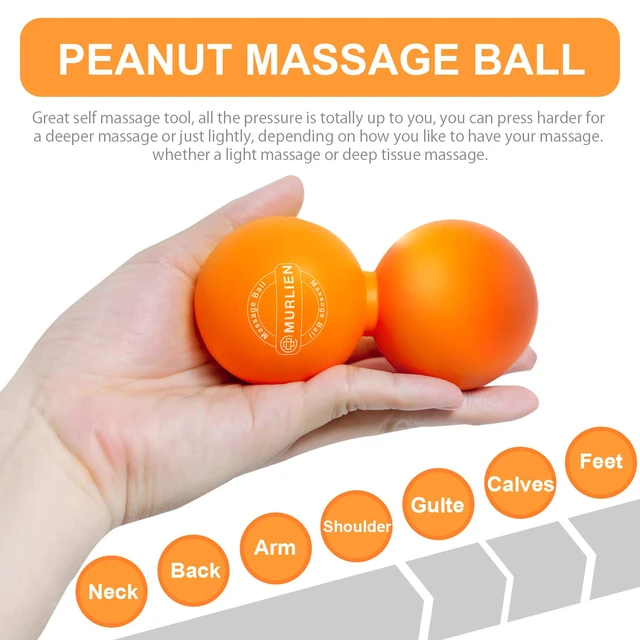 Alt view image 2 of 7 - Peanut Massage Ball, Double Lacrosse Ball for Myofascial Release, Trigger Point Therapy, Muscle Relief, Acupoint Massage, Alleviating Neck, Shoulder, Back, Legs, or Muscle Tension - Orange